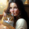 Cute Lady And Cat Paint By Numbers