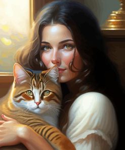 Cute Lady And Cat Paint By Numbers