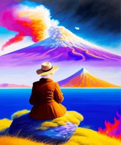 Lady Overlooking A Burning Volcano Paint By Numbers