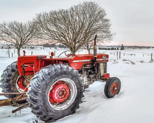 Ferguson Tractor In Snow Paint By Numbers