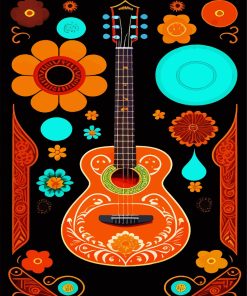 Orange Guitar Paint By Numbers