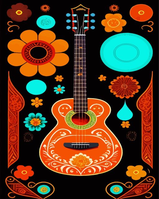 Orange Guitar Paint By Numbers