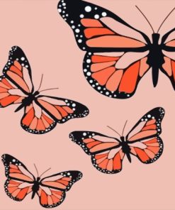 Peach Butterflies Art Paint By Numbers