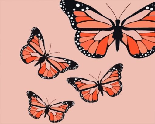 Peach Butterflies Art Paint By Numbers