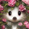 Pink Floral Hedgehog Paint By Numbers