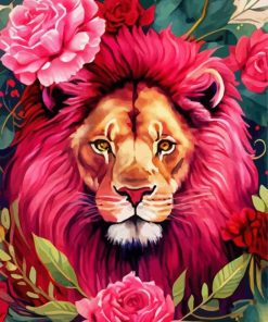 Pink Lion Paint By Numbers