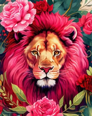 Pink Lion Paint By Numbers