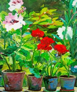 Potted Flowers In Garden Paint By Numbers