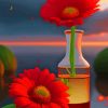 Red Flower In Glass Vase Paint By Numbers