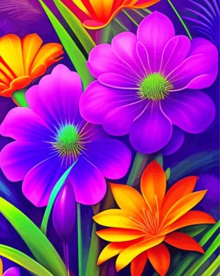 Tropical Flowers Paint By Numbers