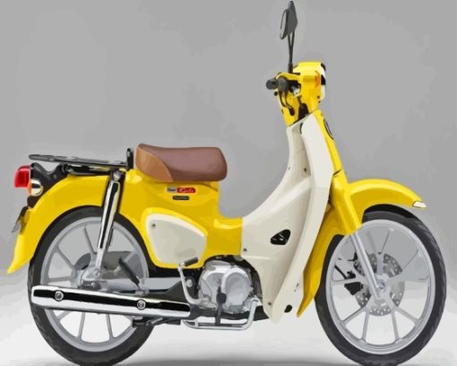 Yellow Motorcycle Honda Super Cub Paint By Numbers