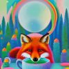 Fox Drinking Coffee Art Paint By Numbers