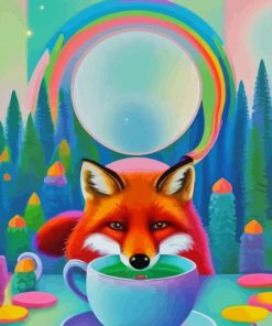 Fox Drinking Coffee Art Paint By Numbers