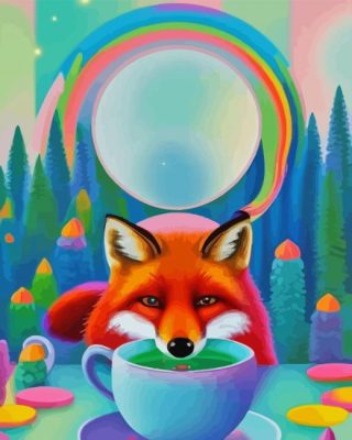 Fox Drinking Coffee Art Paint By Numbers