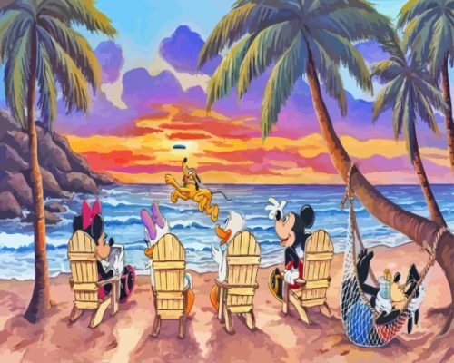 Mickey And Friends At The Beach Paint By Numbers