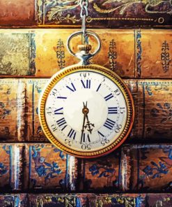 Old Books And Clock Paint By Numbers