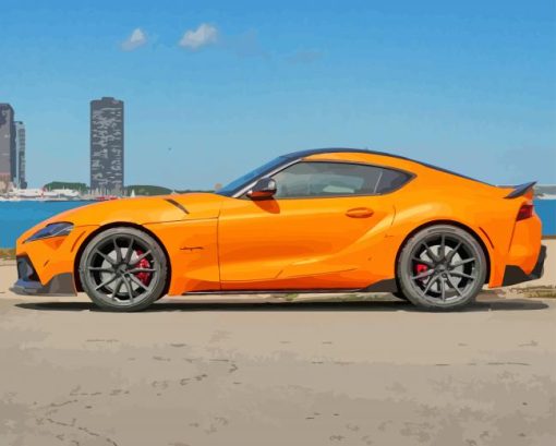 Orange Toyota Supra Mk4 Paint By Numbers