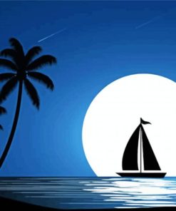 Sailboat During Moonlight Paint By Numbers