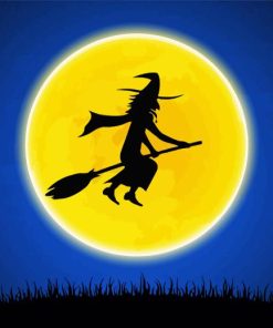 Silhouette Of Witch Moon Paint By Numbers