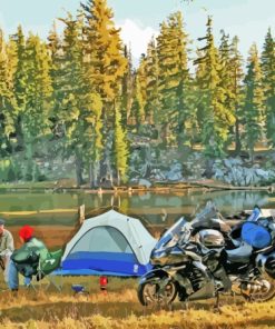 Lakeside Motorcycle Camping Paint By Numbers