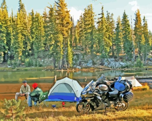 Lakeside Motorcycle Camping Paint By Numbers