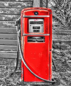 Monochrome Red Old Gas Pump Paint By Numbers