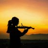 Playing Violin With Sunset Paint By Numbers