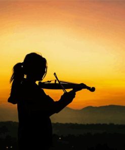 Playing Violin With Sunset Paint By Numbers