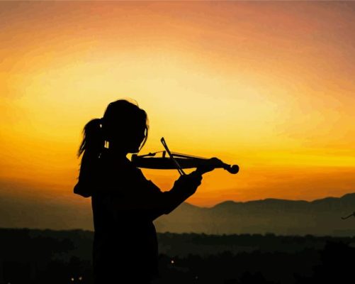 Playing Violin With Sunset Paint By Numbers