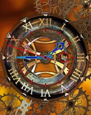 Vintage Steampunk Clock Paint By Numbers