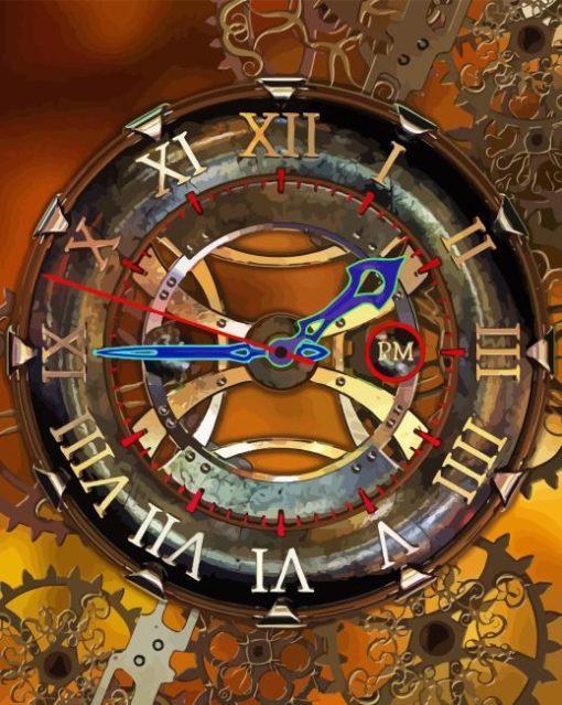 Vintage Steampunk Clock Paint By Numbers