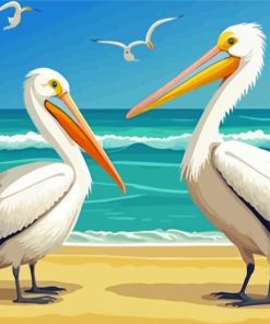 Pelicans At Beach Paint By Numbers