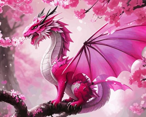 Cute Pink Dragon Paint By Numbers