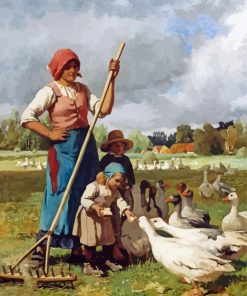 Woman Feeding Geese Paint By Numbers